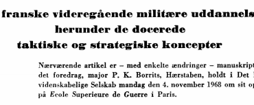 Den franske videregående militære uddannelse, herunder de docerede taktiske og strategiske koncepter