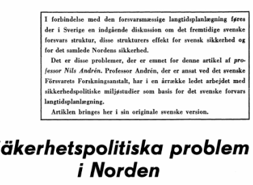 Såkerhetspolitiska problem i Norden