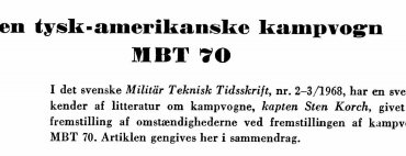 Den tysk-amerikanske kampvogn MBT70