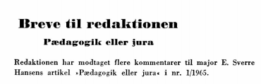 Breve til redaktionen - Pædagogik eller jura