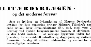 Militærdyrlægen — og det moderne forsvar