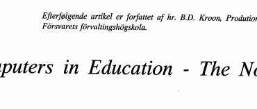 Computers in Education - The Nordic Way