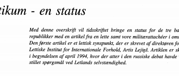 Baltikum - en status