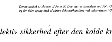 Kollektiv sikkerhed efter den kolde krig