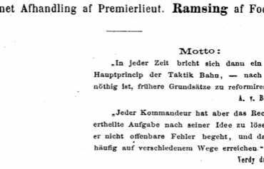 Hvorledes bør Fodfolket formeres paa Kampens forskjellige Stadier, samt hvorvidt er det ønskeligt at have særskilte Tirailleurafdelinger eller Underafdelinger, og hvorledes bør disse i bekræfteende Fald formeres?