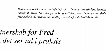 Partnerskab for Fred - som det ser ud i praksis